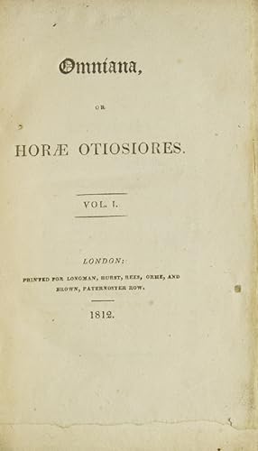 Imagen del vendedor de Omniana, or Horae Otiosiores a la venta por James Cummins Bookseller, ABAA