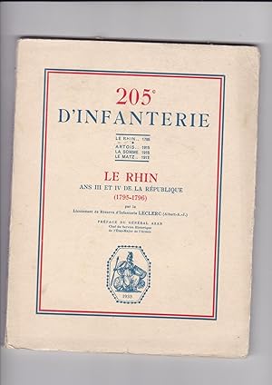 205e d'infanterie - le rhin Ans 3 et 4 de la république ( 1795-1796)