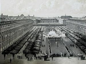 View of the Royal Palace Paris France gardens c.1850 old antique print