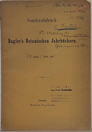 Bild des Verkufers fr Die Stellung der Monokotylen im Pflanzensystem (= Sonderabdruck aus Engler's Botanischen Jahrbchern, 34. Band 5. Heft, 1905). Widmungsexemplar. zum Verkauf von Antiquariat  Braun