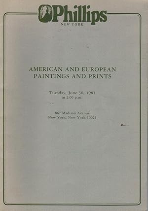 Seller image for American and European Paintings and Prints June 30, 1981 for sale by Bookshop Baltimore