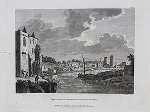 Original Antique Engraving Illustrating a View of 'Town and Castle of Askeyton, Taken from the Ru...