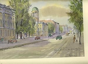 Bild des Verkufers fr Original Aquarell vom Knstler Alfred-Karl Dietmann , signiert und mit handschriftlicher Notiz zum Standort: Berlin / Gardekasernen am Spandauer Damm. Format: Darstellung Querformat: 28,5 x 38 cm hinter Passepartout. Blattgre 40 x 50 cm. Achtung Scans zeigen nur Ausschnitte. zum Verkauf von Umbras Kuriosittenkabinett