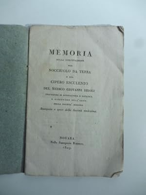 Memoria sulla coltivazione del nocciuolo da terra e del cipero esculento