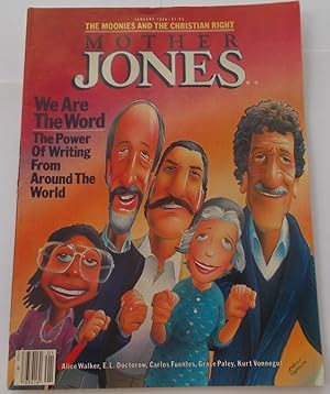 Seller image for Mother Jones Magazine (January 1986) Cover Story: We Are the Word - Alice Walker, E.L. Doctorow, Carlos Fuentes, Grace Paley, Kurt Vonnegut for sale by Bloomsbury Books