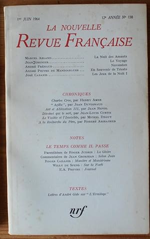 La Nouvelle Revue Française - Numéro 138 - 12e année - 1er juin 1964
