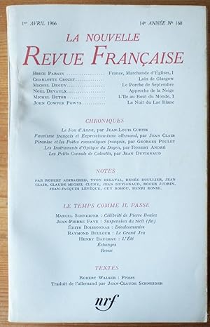 La Nouvelle Revue Française - Numéro 160 - 14e année - 1er avril 1966