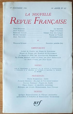 La Nouvelle Revue Française - Numéro 167 - 14e année - 1er novembre 1966
