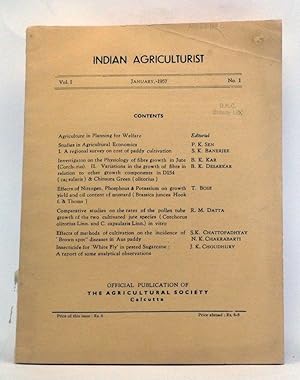 Imagen del vendedor de Indian Agriculturist, Volume 1, Number 1 (January 1957) a la venta por Cat's Cradle Books