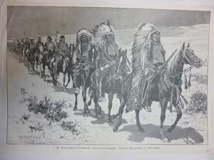 Orig. Holzstich - Indianer - Der Indianeraufstand in Nordamerika: Sioux auf dem Kriegspfad. Nach ...