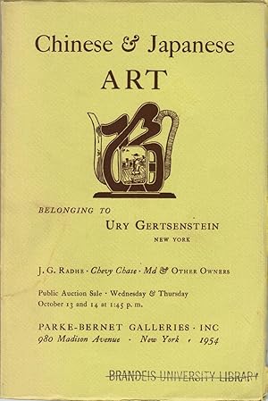 Chinese & Japanese Art Belonging to Ury Gertsenstein, New York, J. G. Radhe, Chevy Chase, Md & Ot...