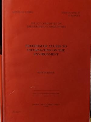 Bild des Verkufers fr 1st Report, Session 1996-97: Freedom of Access to Information on the Environment: [Hl]: [1996-97]: House of Lords Papers: [1996-97] zum Verkauf von Shore Books