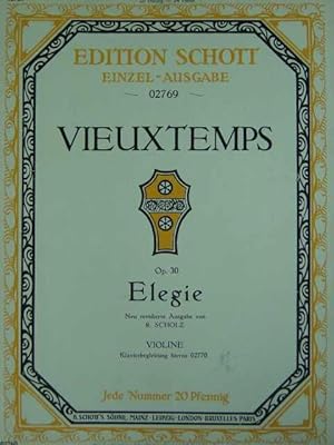 Bild des Verkufers fr Elegie, op. 30. Ausgabe fr Violine und Klavier. Neu revidierte Ausgabe von R. Scholz. 2 Stimmhefte (= komplett). zum Verkauf von Antiquariat Tarter, Einzelunternehmen,