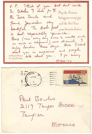 Bild des Verkufers fr Autograph letter to the noted American composer and writer Paul Bowles. Signed "Everbest Virgil" and dated December 18, 1974 zum Verkauf von J & J LUBRANO MUSIC ANTIQUARIANS LLC