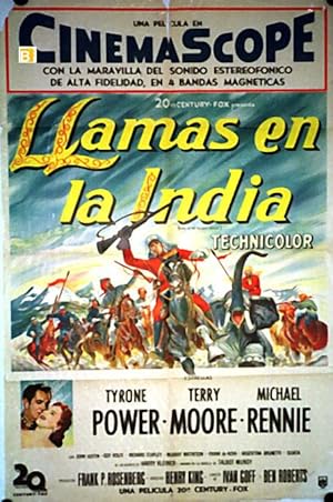 Seller image for LLAMAS EN LA INDIA - 1953Dir HENRY KINGCast: TYRONE POWERTERRY MOOREMICHAEL RENNIEARGENTINA - -70X100-Cm.-27X41-INCHES-1 SH.POSTER for sale by BENITO ORIGINAL MOVIE POSTER