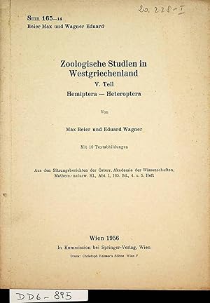 Zoologische Studien in Westgriechenland. 5. Teil: Hemiptera - Heteroptera. Mit 10 Textabbildungen...