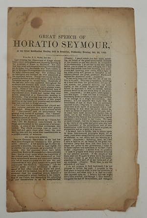 Great speech of Horatio Seymour, at the great ratification meeting held in New York, Monday eveni...