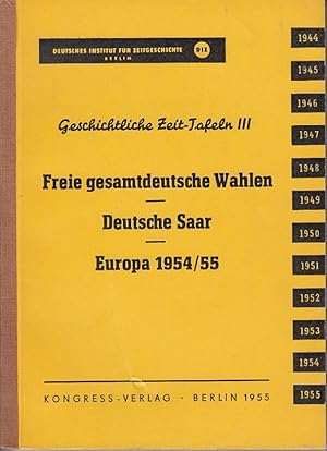 Freie gesamtdeutsche Wahlen - Deutsche Saar - Europa 1954/55. Geschichtliche Zeit-Tafeln III