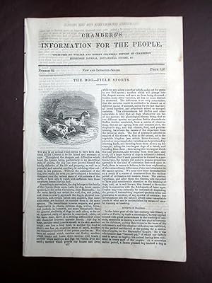 Bild des Verkufers fr Chambers's Information for the People, 1842, No 82, THE DOG - FIELD SPORTS. zum Verkauf von Tony Hutchinson