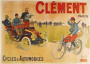 Affiche originale - Clément Paris. Cycles et Automobiles,