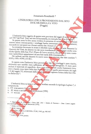 L'industria litica proveniente dal sito di Scaramella S. Vito (Foggia) .