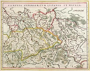 Image du vendeur pour Sachsen. Obersachsen & Lausitz. Blaeu. Saxonia Superior, cum Lusatia et Misnia mis en vente par GALERIE HIMMEL