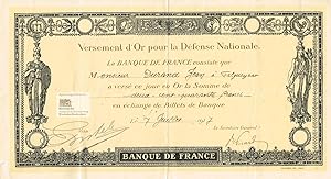 Versement d'Or pour la Défense Nationale. Einlieferung von Gold für die Landesverteidigung gegen ...