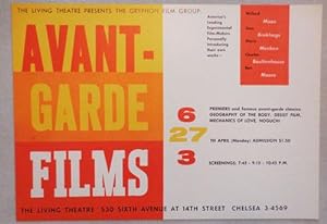 Bild des Verkufers fr The Living Theatre Presents The Gryphon Film Group: Avant-Garde Films (Offset Poster) zum Verkauf von Derringer Books, Member ABAA
