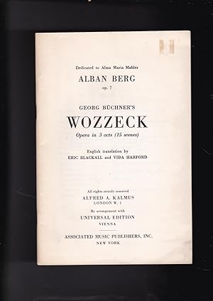 Seller image for Alban Berg op. 7 Georg Bchner's WOZZECK Opera in 3 acts (15 scenes) [LIBRETTO ONLY] for sale by Meir Turner
