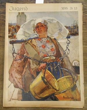 Seller image for JUGEND Nr. 13 - 1916. Aus dem Inhalt: Egid von Filek - Der erste Tote / Kthe Braun - Nasenbluten. for sale by Antiquariat Carl Wegner