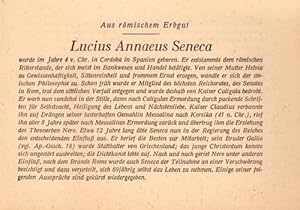 Seller image for Lucius Annaeus Seneca (a.d. Reihe: "Aus rmischem Erbgut") for sale by ANTIQUARIAT H. EPPLER