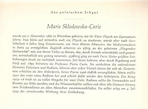 Seller image for Marie Sklodowska-Curie (a.d. Reihe: "Aus polnischem Erbgut") for sale by ANTIQUARIAT H. EPPLER