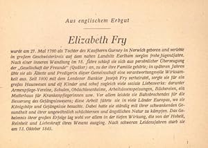 Seller image for Elizabeth Fry (a.d. Reihe: "Aus englischem Erbgut") for sale by ANTIQUARIAT H. EPPLER