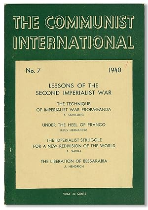 Imagen del vendedor de The Communist International, No. 7, July, 1940 a la venta por Lorne Bair Rare Books, ABAA