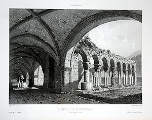 Bild des Verkufers fr Cloitre de St. Bertrand, Luchon" - Cloitre de St Bernard Luchon Pyrenees Lithographie Litho Ciceri zum Verkauf von Antiquariat Steffen Vlkel GmbH