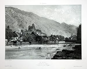 Bild des Verkufers fr St. Beat, Luchon" - St. Beat France Frankreich Luchon Pyrenees Lithographie Litho Ciceri zum Verkauf von Antiquariat Steffen Vlkel GmbH