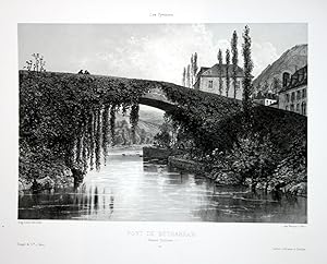 Bild des Verkufers fr Pont de Betharram, Pyrenees" - Pont de Betharram France Frankreich Pyrenees Lithographie Litho Ciceri zum Verkauf von Antiquariat Steffen Vlkel GmbH