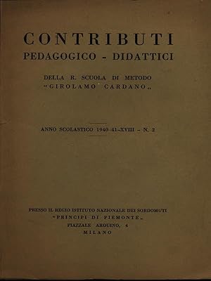 Bild des Verkufers fr Contributi pedagogico-didattici anno scolastico 1940-41 - XVIII n. 2 zum Verkauf von Librodifaccia