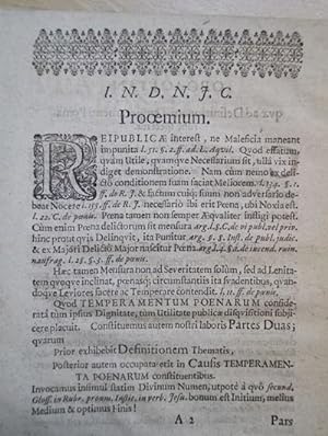 Disputatio Iuridica De Temperamentis Poenarum. Dissertation. Respondent Moritz Gottfried Horn. Le...