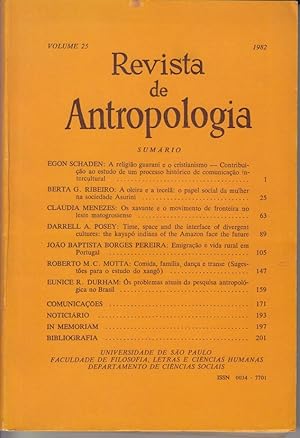 Seller image for Revista de Antropologia. Volume 25/1982. for sale by Allguer Online Antiquariat