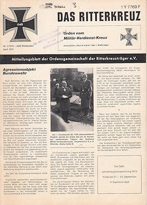 Imagen del vendedor de Das Ritterkreuz. Mitteilungsblatt der Ordensgemeinschaft der Ritterkreuztrger e.V. Nr. 1(1973) a la venta por Antiquariat Jterbook, Inh. H. Schulze