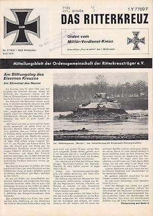 Imagen del vendedor de Das Ritterkreuz. Mitteilungsblatt der Ordensgemeinschaft der Ritterkreuztrger e.V. Nr. 2(1974) a la venta por Antiquariat Jterbook, Inh. H. Schulze