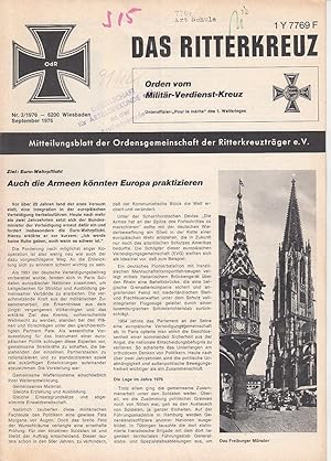 Imagen del vendedor de Das Ritterkreuz. Mitteilungsblatt der Ordensgemeinschaft der Ritterkreuztrger e.V. Nr. 3(1976) a la venta por Antiquariat Jterbook, Inh. H. Schulze