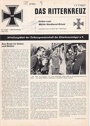 Imagen del vendedor de Das Ritterkreuz. Mitteilungsblatt der Ordensgemeinschaft der Ritterkreuztrger e.V. Nr. 1(1975) a la venta por Antiquariat Jterbook, Inh. H. Schulze