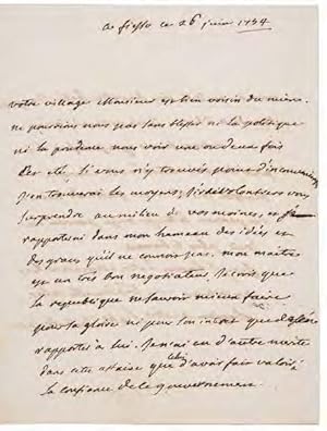 Bild des Verkufers fr Autograph letter in ink, signed L Abb Comte de Bernis, dated: Fiesso, 26 June 1754. zum Verkauf von Hnersdorff Rare Books ABA ILAB
