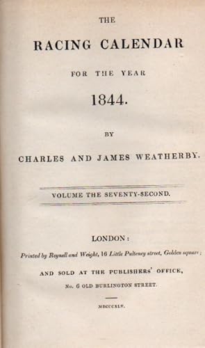 The Racing Calendar for the Year 1844