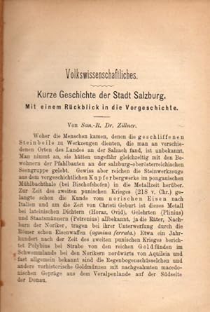 Bild des Verkufers fr Kurze Geschichte der Stadt Salzburg mit einem Rckblick in die zum Verkauf von Clivia Mueller