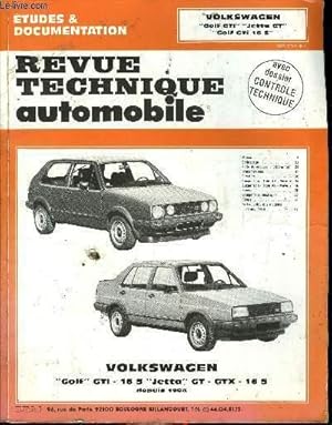 Image du vendeur pour ETUDES & DOCUMENTATION DE LA REVUE TECHNIQUE AUTOMOBILE - Volkswagen Golf GTi - Jetta GT - Golf GTi 16 S - Moteur, Embrayage, Boite de vitesses - Diffrentiel, Transmission, Direction, Suspension - Train AV - Moyeux, Train AR, Freins mis en vente par Le-Livre