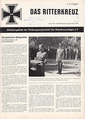 Imagen del vendedor de Das Ritterkreuz. Mitteilungsblatt der Ordensgemeinschaft der Ritterkreuztrger e.V. Nr. 4(1970) a la venta por Antiquariat Jterbook, Inh. H. Schulze