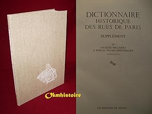 Bild des Verkufers fr Dictionnaire historique des rues de Paris. ------- SUPPLEMENT seul zum Verkauf von Okmhistoire